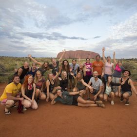 Tour group at Uluru. Photo: the Rock Tour